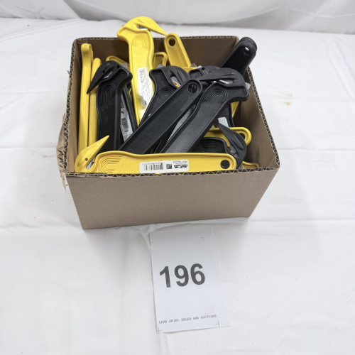 Lot 196: Box of Shrink Wrap and Tape Cutters Yellow and Black