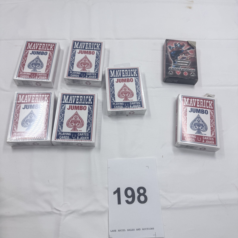 Lot 198: Maverick Jumbo Playing Cards Lot of 6 Decks Plus 1 Spiderman Deck