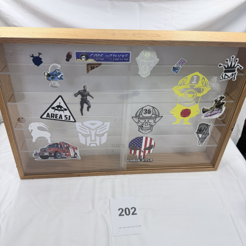 Lot 202: Wood Framed Display Case Shadow Box with Glass Front and Shelves