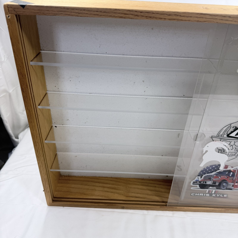 Lot 202: Wood Framed Display Case Shadow Box with Glass Front and Shelves