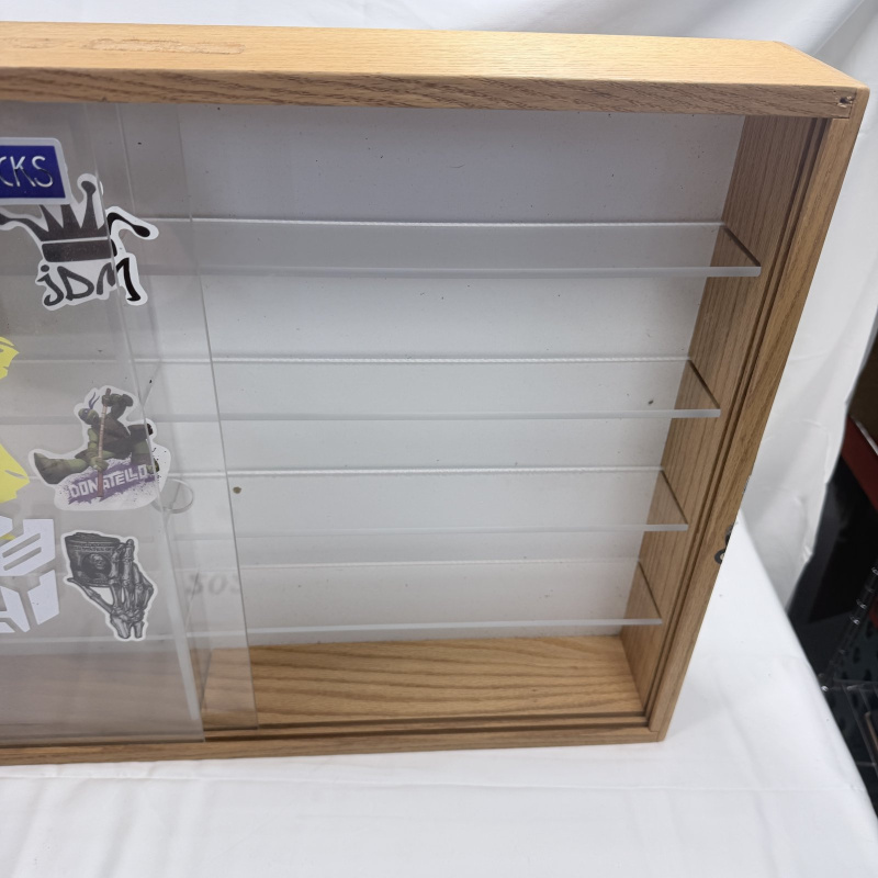Lot 202: Wood Framed Display Case Shadow Box with Glass Front and Shelves