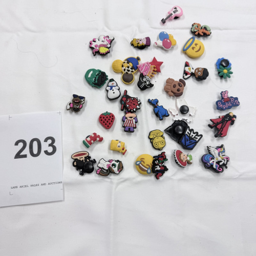 Lot 203: Assorted Shoe Charms Jibbitz Style Characters Animals Emoji 35+ Pieces