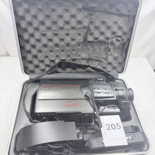 Lot 205: Panasonic OmniMovie VHS HQ AF X8 CCD Camcorder with Case