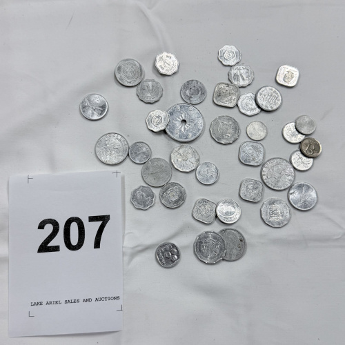 Lot 207: Assorted World Coins Collection - Various Countries and Denominations