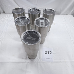 Lot 212: 6 Stainless Steel Insulated Tumblers with Lids - Used Condition