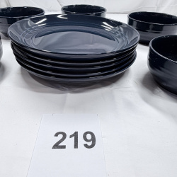 Lot 219: Threshold Westfield Stoneware Dinnerware Set Navy Blue 5 Bowls & Plates