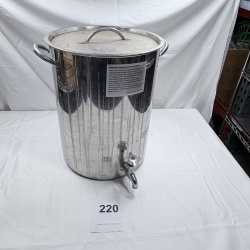 Lot 220: Stainless Steel Stock Pot with Spigot Tap and Perforated Basket Insert
