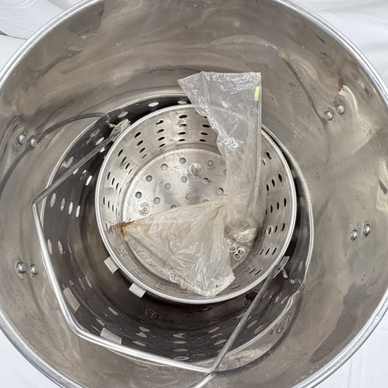 Lot 220: Stainless Steel Stock Pot with Spigot Tap and Perforated Basket Insert