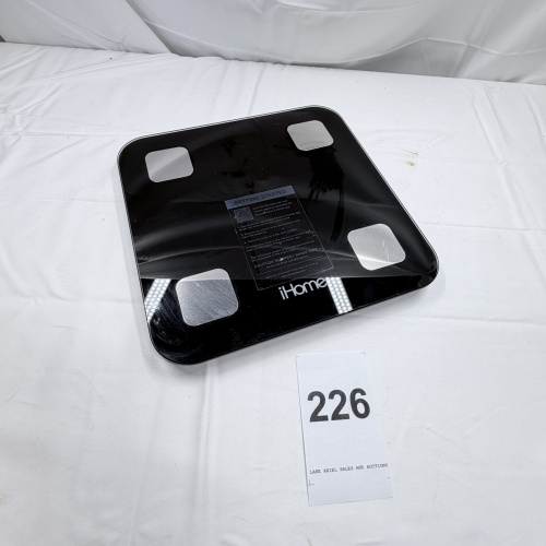 Lot 226: iHome Black Glass Digital Bathroom Scale with Body Analysis Sensors