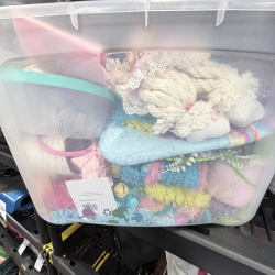 Lot 238: Bella 7 Qt Storage Container with Easter Decorations and Holiday Items