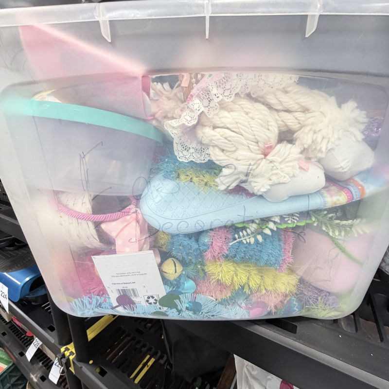 Lot 238: Bella 7 Qt Storage Container with Easter Decorations and Holiday Items