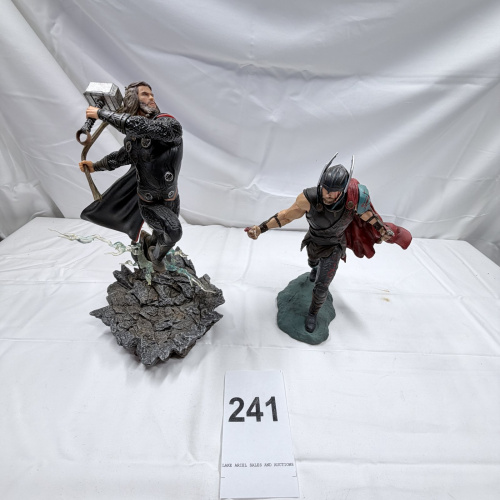 Lot 241: Thor and Gladiator Hulk Action Figure Statues Marvel Characters with Bases