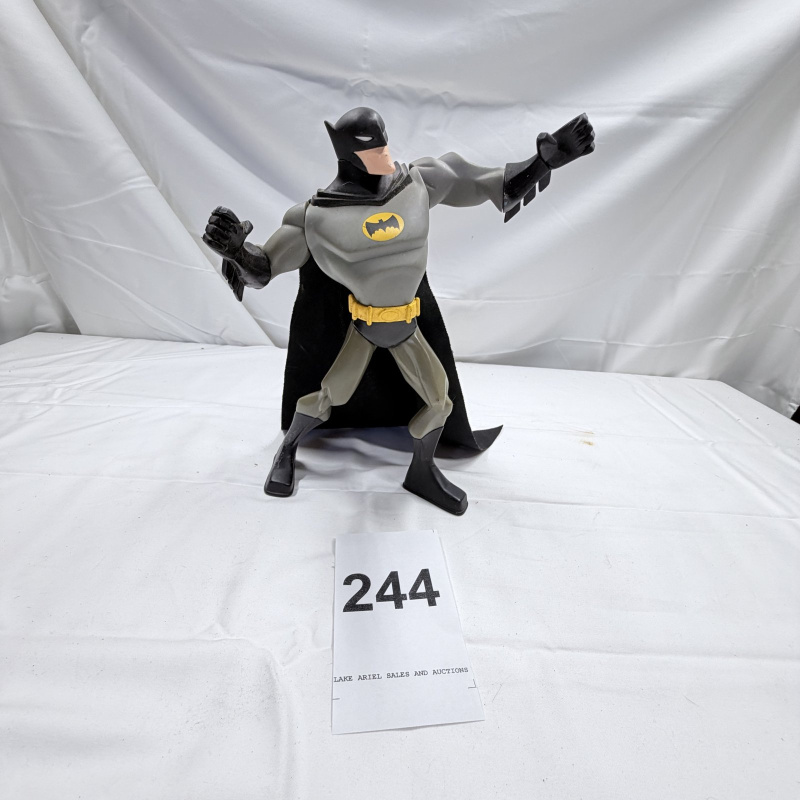 Lot 244: Batman Action Figure in Gray Costume with Yellow Belt and Cape