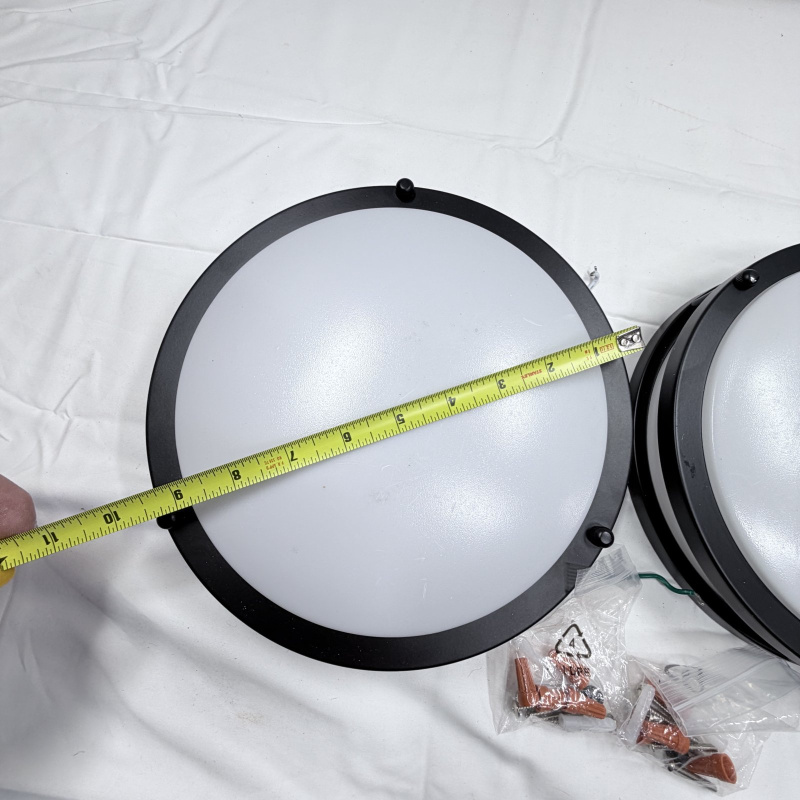 Lot 245: Two Round LED Ceiling Light Fixtures, Black Frame, 12" Diameter, 120V