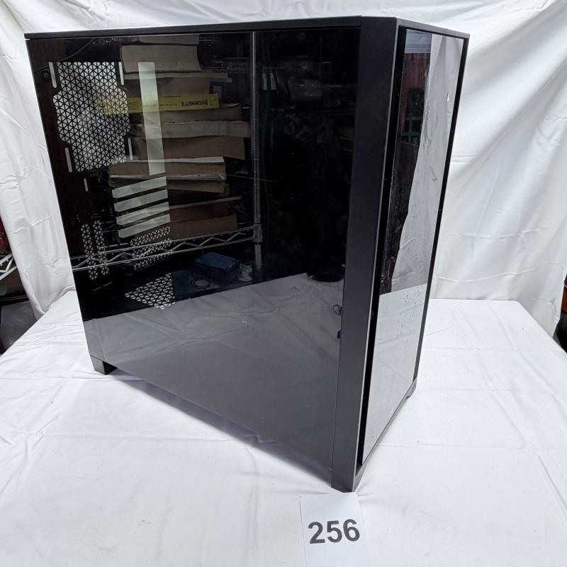 Lot 256: Computer Tower Case - Black with Tempered Glass Side Panel - Empty