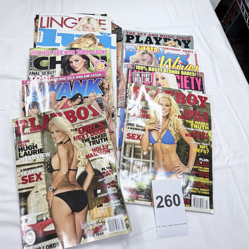 Lot 260: Collection of Adult Magazines - Playboy, Cheri, Spank, Lingerie, and Others