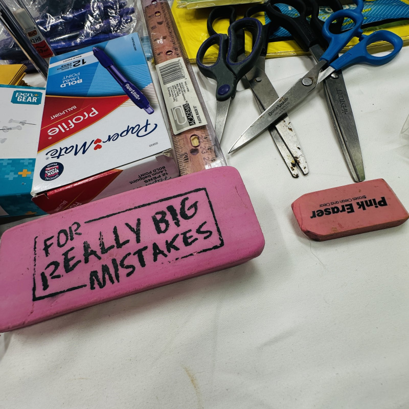 Lot 279: Office Supply Lot - Scissors, Paper Clips, Mailing Labels, Pens, Pencils, Hole Punch