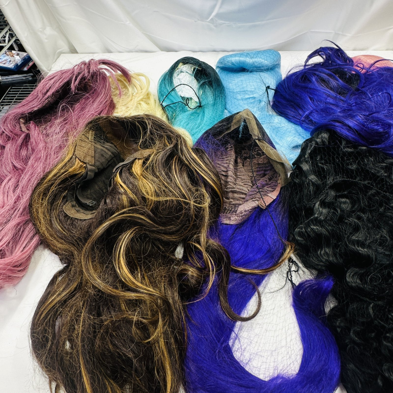 Lot 271: Assorted Colored Synthetic Hair Extensions and Wigs - Multiple Colors and Styles