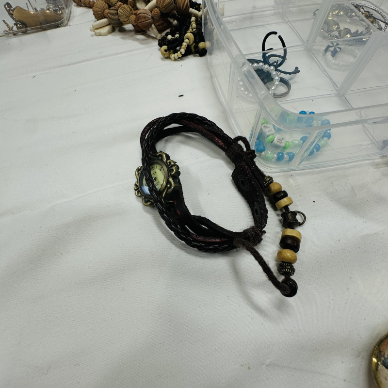 Lot 281: Clear Plastic Jewelry Organizer with Assorted Costume Jewelry Beads Necklaces