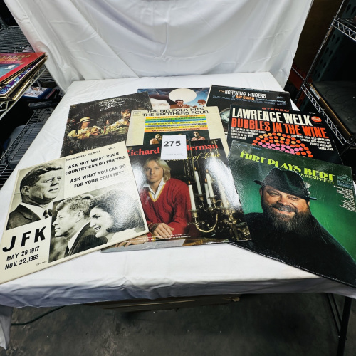 Lot 275: Vintage Vinyl Record Lot - JFK Documentary, Richard Clayderman, Lawrence Welk, Folk Hits