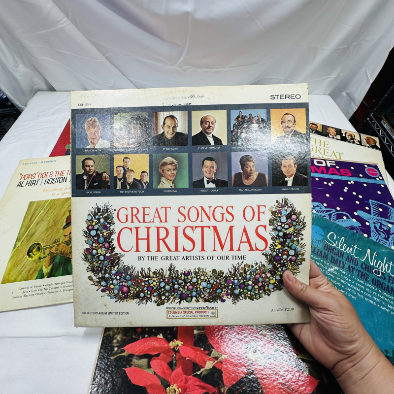 Lot 276: Vintage Christmas Music Vinyl Record Album Lot - 9 LPs Including Percy Faith, Boston Pops