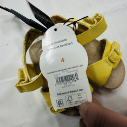 Lot 277: Wonder Nation Infant Girl's Yellow Buckle Sandals Size 4 & Pink Pineapple Flip Flops Size 6