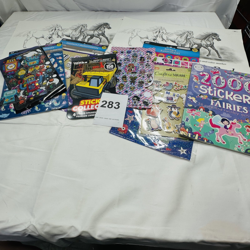 Lot 283: Large Lot of Assorted Sticker Sheets & Books - Various Themes & Brands