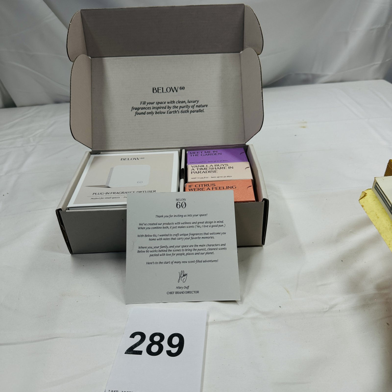 Lot 289: BELOW 60 Plug-In Fragrance Diffuser Gift Set with Scent Packets