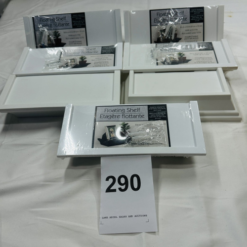 Lot 290: Five White Floating Shelves - New in Package