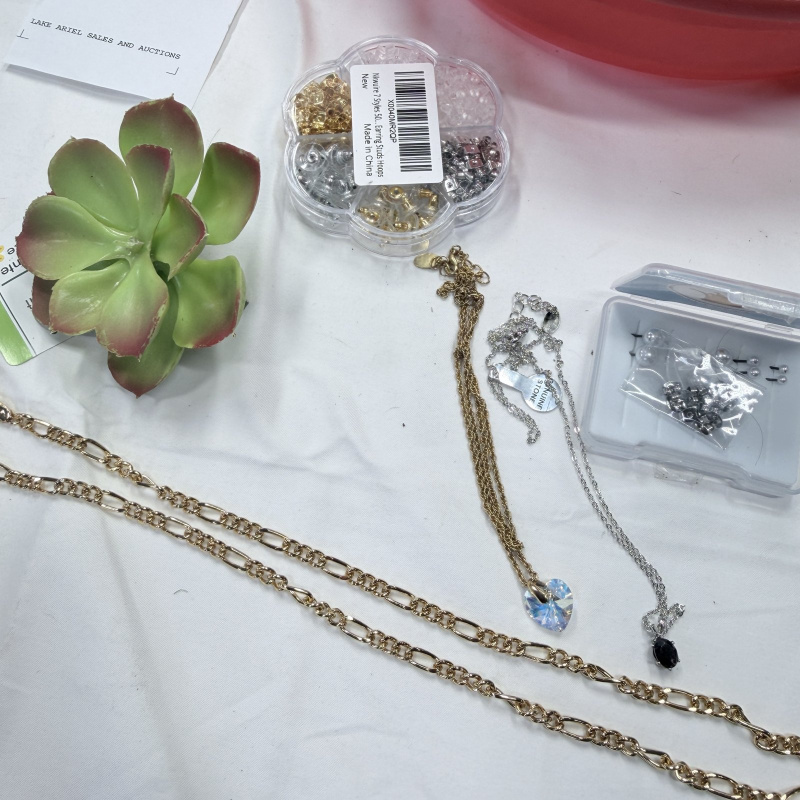 Lot 299: Jewelry Lot - Assorted Costume Jewelry, Earring Backs, and Findings