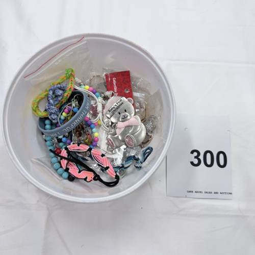 Lot 300: Mixed Lot of Children's Jewelry and Accessories in Clear Container