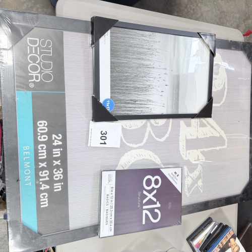 Lot 301: 3 Picture Frames 24"x36"  60.9cm x 91.4cm with 8x12 