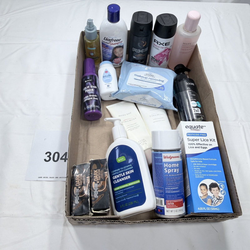 Lot 304: Mixed Lot Personal Care Products - Hair, Skin, Lice Treatment, Deodorant
