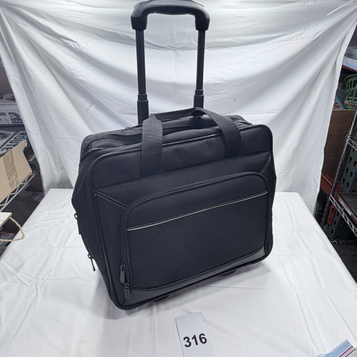Lot 316: Black Rolling Laptop Business Carry-On Luggage Bag with Telescoping Handle