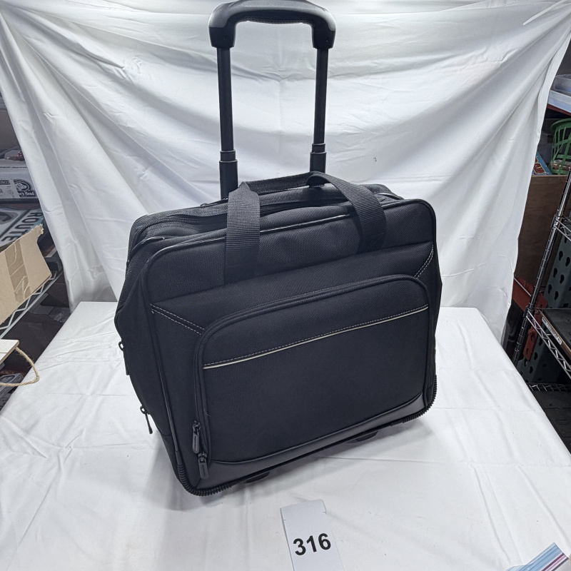 Lot 316: Black Rolling Laptop Business Carry-On Luggage Bag with Telescoping Handle