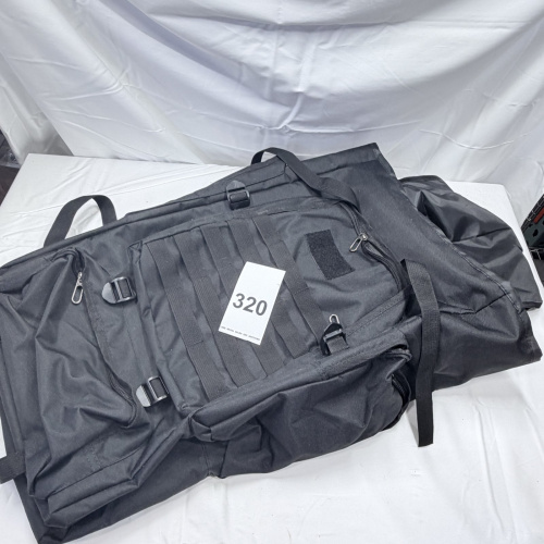 Lot 320: Black Hiking Tactical Duffel Bag with MOLLE Webbing and Multiple Compartments