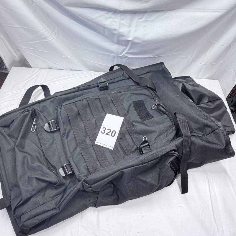 Lot 320: Black Hiking Tactical Duffel Bag with MOLLE Webbing and Multiple Compartments