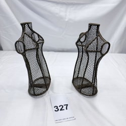 Lot 327: Metal Wire Mesh Torso Mannequin Forms - Pair - Brown Finish 7" Tall