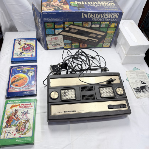 Lot 329: Intellivision Console System with 3 Games and Original Box by Mattel Electronics