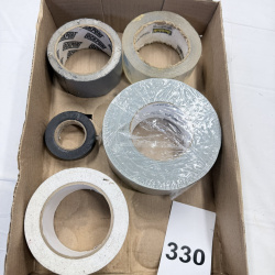 Lot 330: Box of Assorted Duct Tape and Gaffer Tape Rolls - Various Colors and Sizes