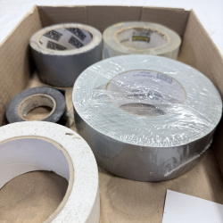 Lot 330: Box of Assorted Duct Tape and Gaffer Tape Rolls - Various Colors and Sizes