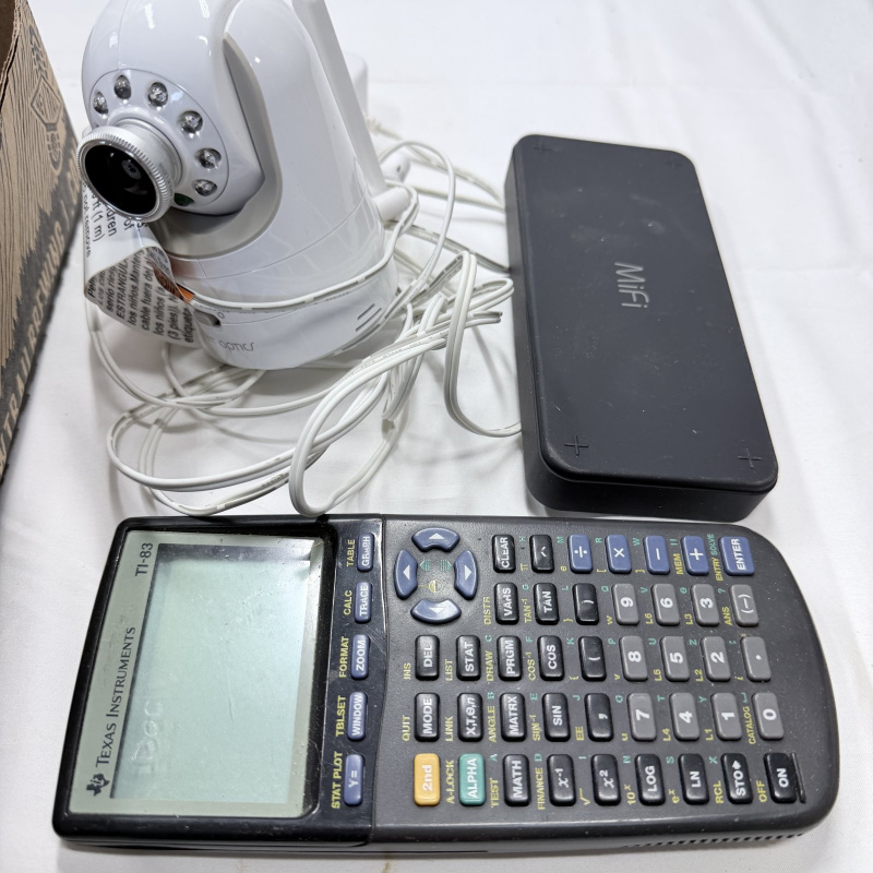 Lot 334: Mixed Lot Vintage Electronics: Cameras, GPS, Calculator, MP3 Players, Walkie-Talkie