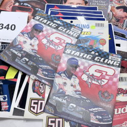 Lot 340: NASCAR Collectibles Lot: Magazines, Window Clings, Sunoco Decals, Photos