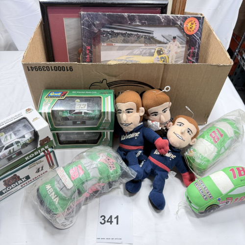 Lot 341: NASCAR Collectibles Lot - Die-Cast Cars, Plush Dolls, Photos, Interstate Batteries #18