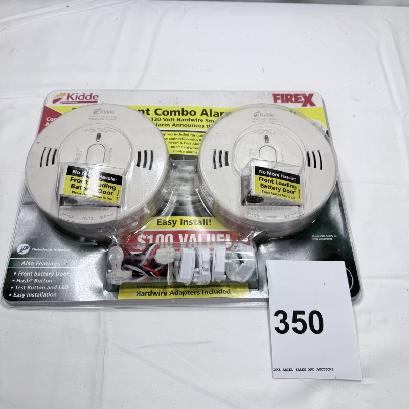 Lot 350: Kidde Firex Smoke Alarm 120V Hardwire Combo 2-Pack Front Load Battery