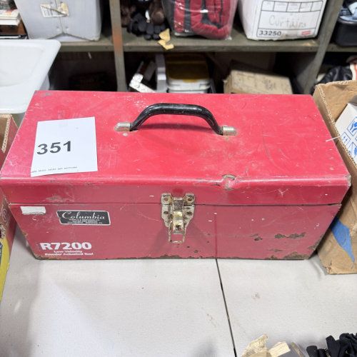 Lot 351: Columbia R7200 Red Metal Toolbox with Assorted Hand Tools