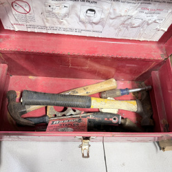 Lot 351: Columbia R7200 Red Metal Toolbox with Assorted Hand Tools