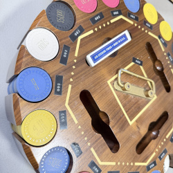 Lot 353: Round Wooden Poker Chip Carousel with Chips and Cards - 353 Label