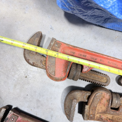 Lot 355: Lot of 5 Vintage Red Pipe Wrenches - Used Condition, Various Sizes