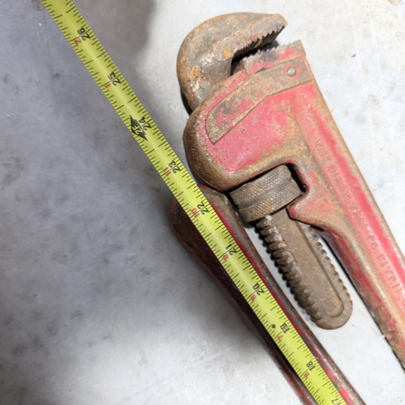 Lot 355: Lot of 5 Vintage Red Pipe Wrenches - Used Condition, Various Sizes